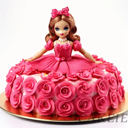 Pink Flower Design Doll Cake